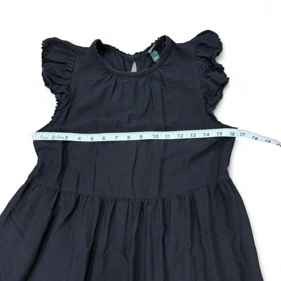 Black ruffle dress with flutter cap sleeves and ruffle hem size small - Picture 6 of 8